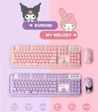 [SANRIO] My Melody, Kuromi Wireless Keyboard Mouse Set / Retro Typing Keyboard