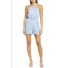  Vero Moda NWT Henna Abstract Animal Print Romper In Blue Fog Size Medium 