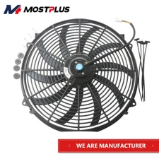 16 inch Universal Slim Fan Push Pull Electric Radiator Cooling 12V w/ Mount Kit
