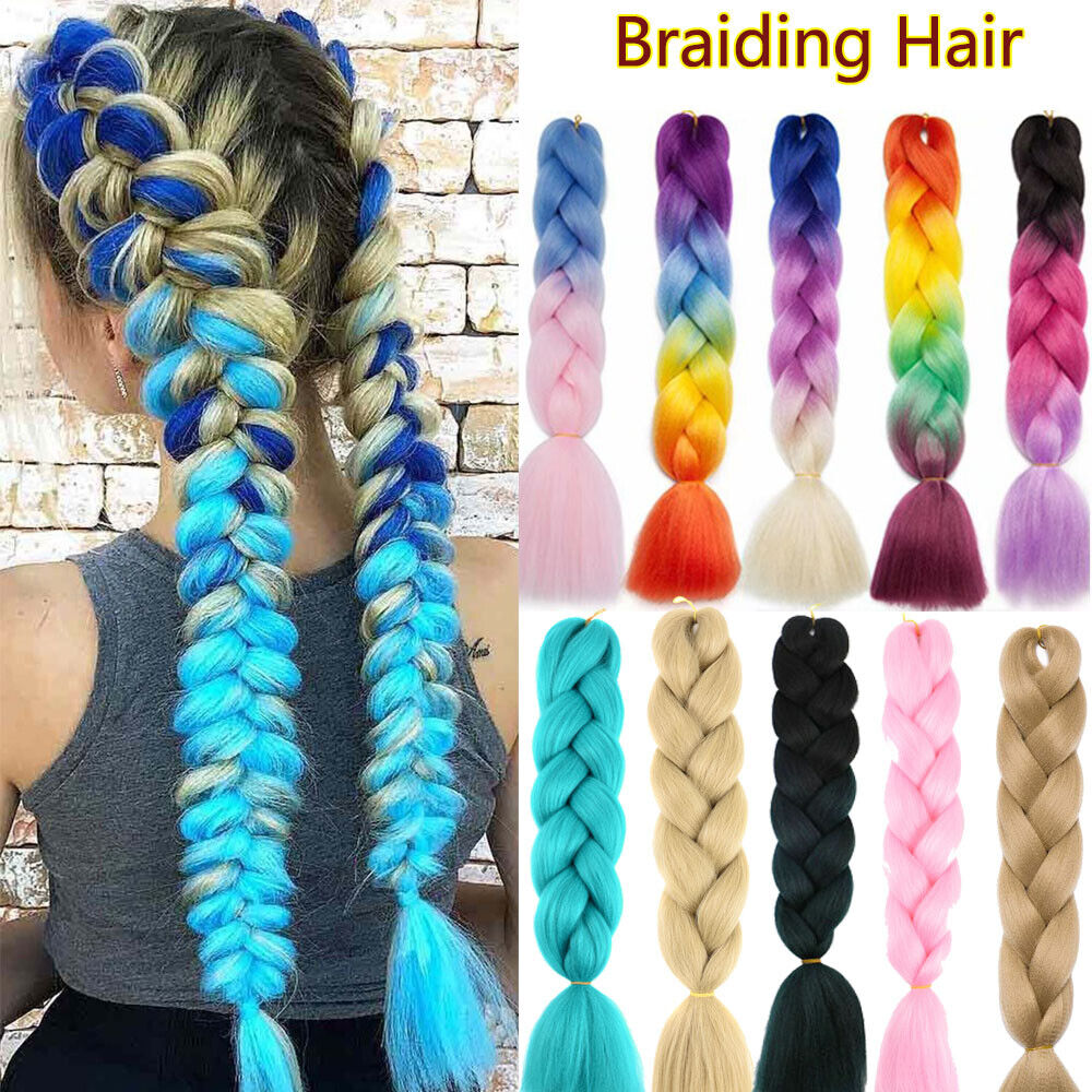  24 inch Jumbo Braid Hair Extensions Jumbo Box Braids Crochet  Hair Long Rainbow Colorful for Women Kids DIY High Temperature Synthetic  Fiber Red 1 Bundle : Beauty & Personal Care