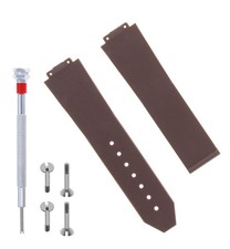21MM RUBBER WATCH BAND STRAP FOR 38MM HUBLOT BIG BANG WATCH BROWN  4 H SCREW