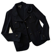St John Caviar Blazer Jacket Womens 6 Santana Knit Black Floral