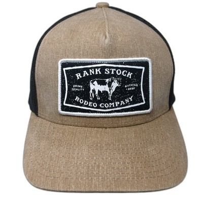 Hooey Trucker Hat Brown One Size Rank Stock Rodeo Company Bucking Beef Cow Patch