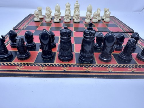 Vintage Chess Set Ganine Style Gothic Medieval Bust Kings 2.5" Complete