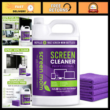 Screen Cleaner Spray Refill 1 Gallon  4 Microfiber Cloths for TV, Laptop, Phone