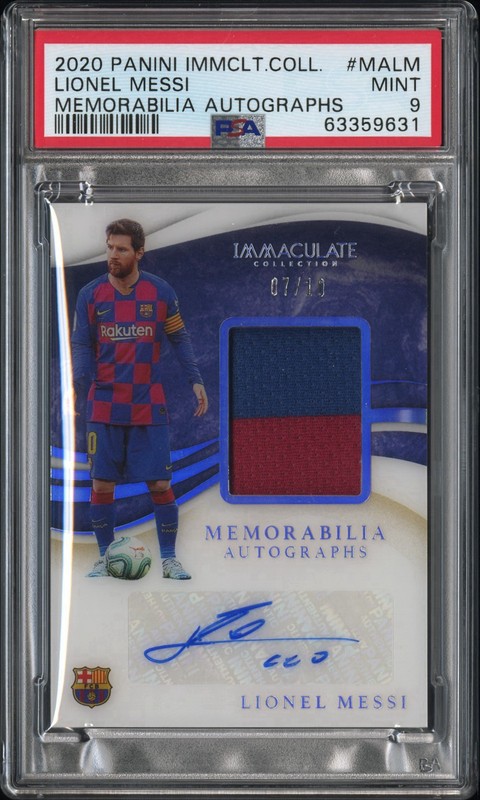 2020 Immaculate Lionel Messi Barcelona Match Worn Patch Auto /10 PSA 9
