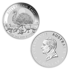 Australian Emu 2025 1 oz Pure Silver BU Coin in Capsule  Australia Perth Mint
