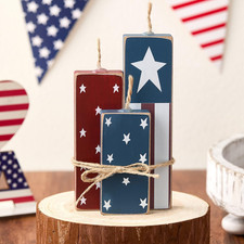 4Th of July Decorations Table Sign Wood 3 Pcs Patriotic Decor Independence Day M