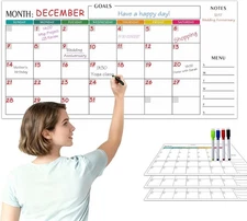 30" x 15" Dry Erase Wall Calendar - Undated 3-Month Agenda Planner Calendar, Era