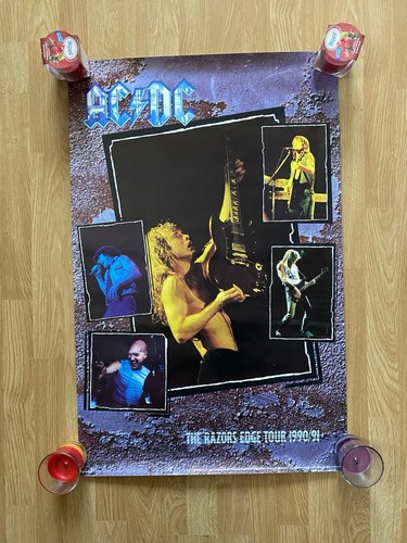 Vtg AC/DC The Razor’s Edge Tour 1990 91 Poster 22.5x34” True vintage ...