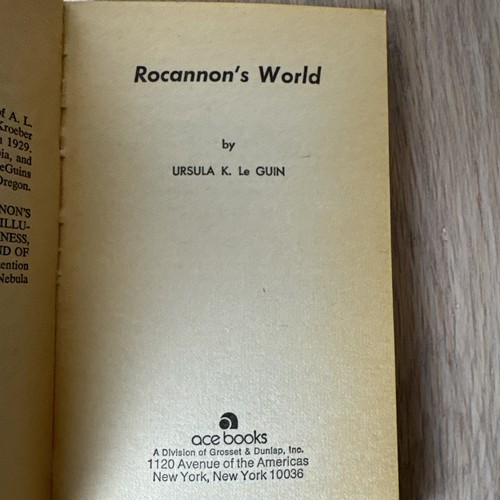 Rocannons World Ursula K LeGuin Vintage Paperback Ace Edition 1966 - Picture 4 of 5