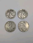 LOT OF 4 - 90% Silver Walking Liberty Half Dollar Circulated