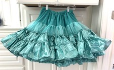 Gorgeous Suzi’s Ruffles TURQUOISE  LAME' PETTICOAT Square Dance COSTUME 19” 