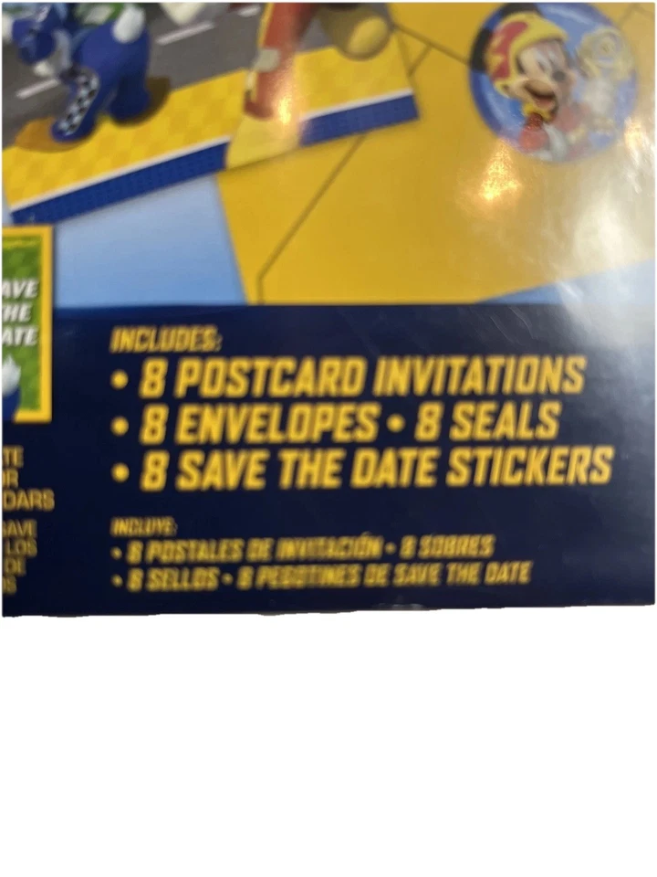 Mickey Mouse Roadsters Disney Kids Birthday Party Invitations w/Envelopes - Image 2 of 4
