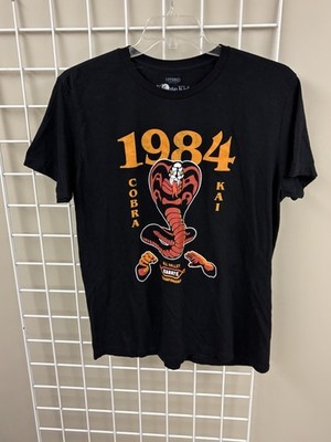 NWOT 1984 Karate Kid Cobra Kai black T-shirt size large.Short sleeve.60/40 Blend