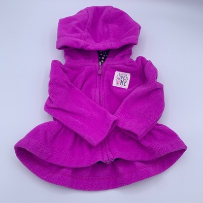 Carters Auntie Loves Me Fleece Owl Newborn Baby Girl Zip Hoodie Ruffle Floral 