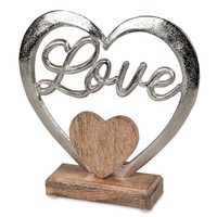 Dekoobjekt Herz Love H. 22Cm Silber Braun Aus Alu + Mango-Holz Formano Wa