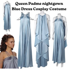 Queen Padme Amidala Blue Dress nightgown Cosplay Costume Halloween Dress Up US