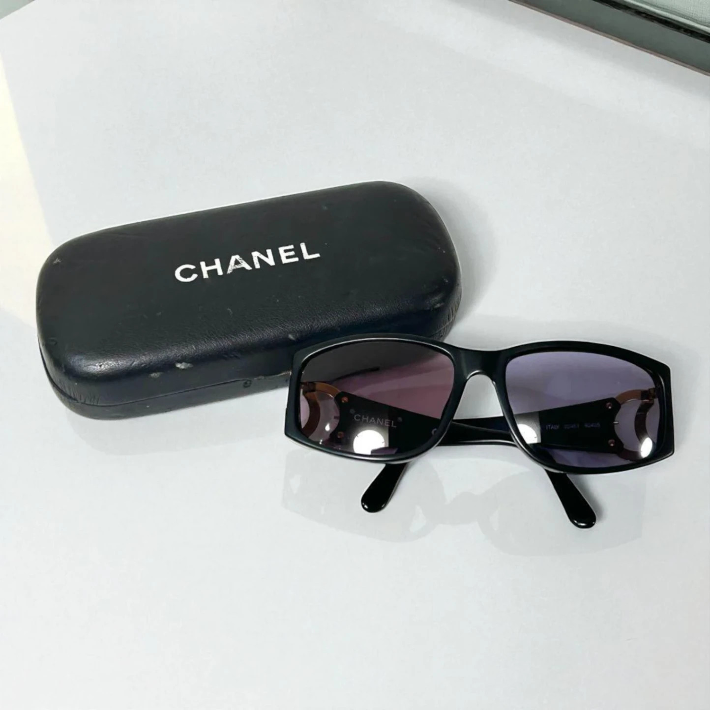 Chanel Women's Sunglasses Coco Mark Black Gold Plastic Made in France