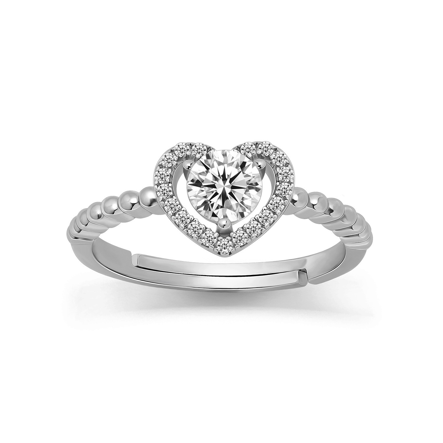 Meissa Love Heart Promise Rings for Women S925 Silver CZ Engagement Wedding Ring