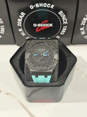 Casio G-Shock GA-2100 Custom Casioak Blue Sealth Blaze Watch