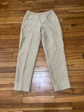 Vintage Express Womens 100 Silk Dress Pants Sz 7/8 Beige Tapered Lined Back Zip