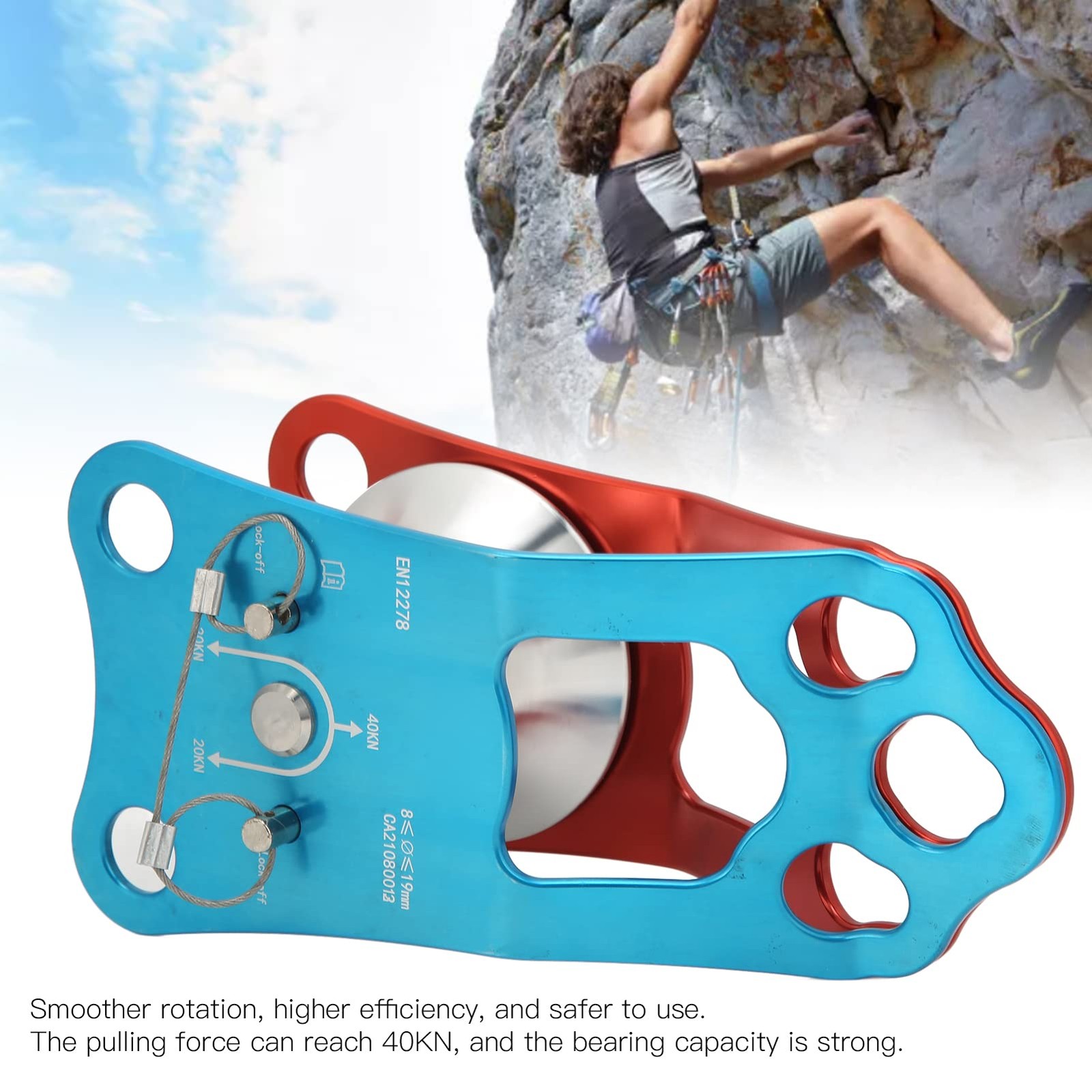 Camnal 40KN Rock Climbing Pulley Fixed Side Single Sheave Pulley for High Alt...