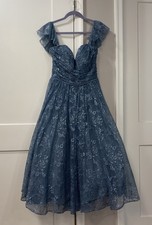 MORI LEE Madeline Gardner Blue Off the Shoulders Lace Dress Prom Bridal Size 12