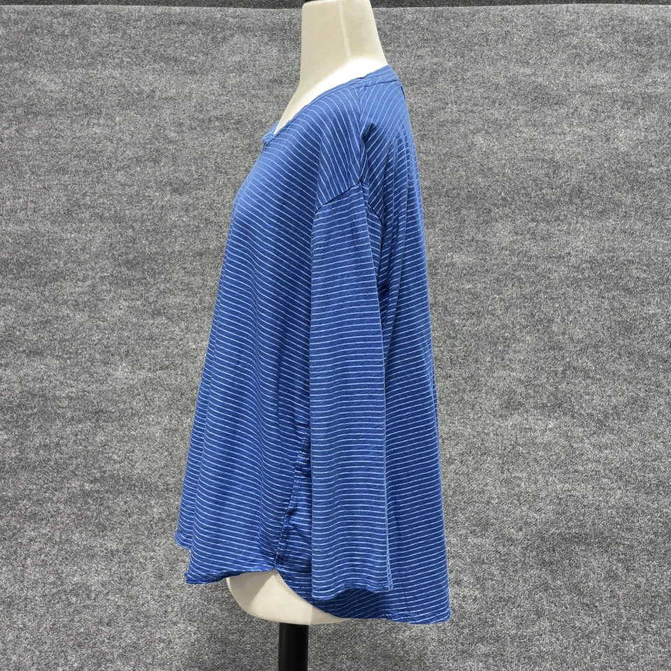 Camisa Fresh Produce Mujer 3X Azul Rayas Manga Larga Algodón Hecha en EE. UU. E384 Foto 3 de 4