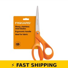 Fiskars 8" Stainless Steel Orange-Handled Scissors for Crafts and Office