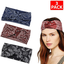 Boho Headbands 3PCS Leopard Hair Bands Knotted Turban Wraps Cloth Red Blue Black