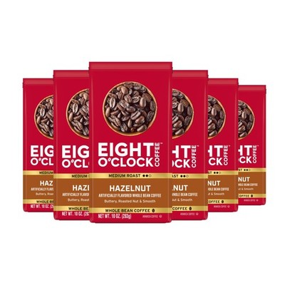 Eight O'Clock Coffee Hazelnut, Medium Roast Whole Bean Coffee, Buttery, Smooth