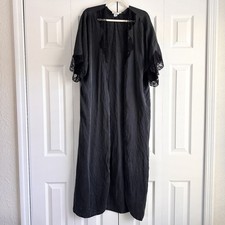 Accappatoio vintage Boudoir Fantasies Morgan Taylor nero seta pizzo orlo piccolo
