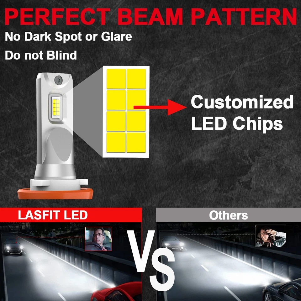 4x LASFIT H11 H9 LED Faros Bombillas para Nissan Pathfinder 2017-2019 Alta Luz Baja Foto 2 de 4