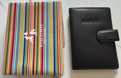 VISCONTI Leder RFID Geldbörse Reisepass Kreditkartenetui Wallet Cover Case Schwarz