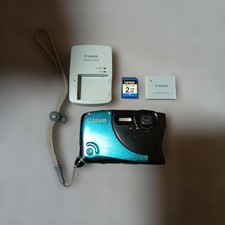 Canon Compact Digital Camera Black Turquoise with Battery Charger SD Card