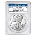 2021-W Proof $1 Type 2 American Silver Eagle PCGS PR69DCAM FS West Point Label