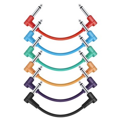 Donner 6 Inch Guitar Patch Colored Cable 6-Pack, TS 1/4'' 6 inch, Multicolored 