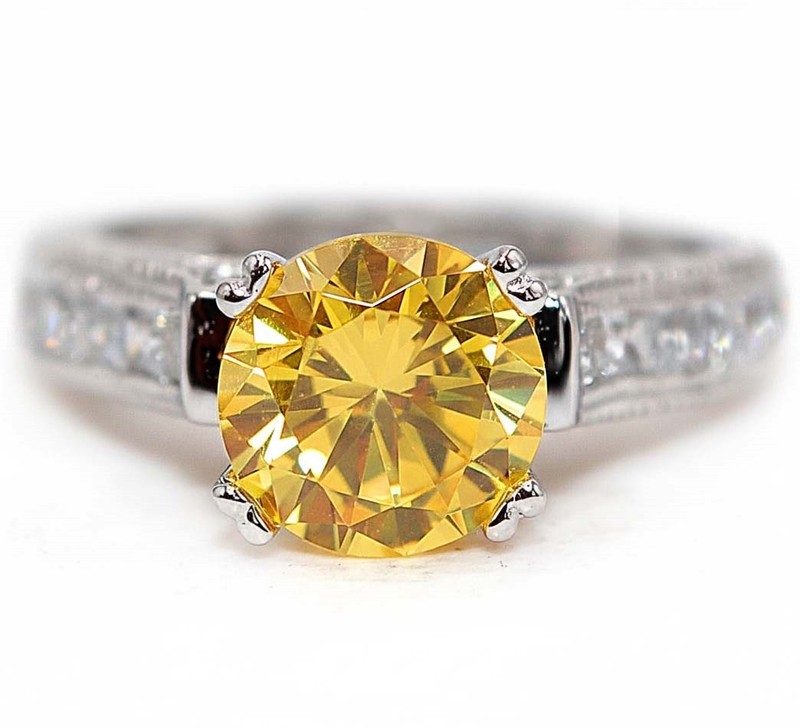 3CT Heat Treated Yellow Topaz 925 Sterling Silver Ring Jewelry Sz 6 NF1-6