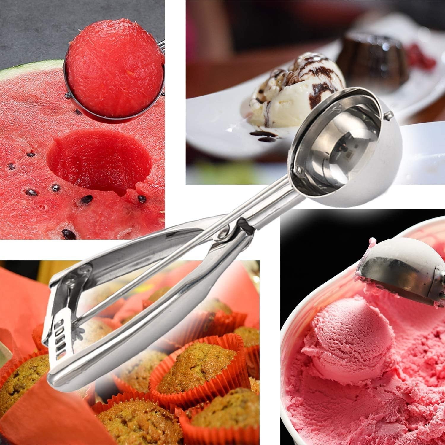 Cookie Scoop Set 3 Sizes Stainless Steel Ice Cream Dough Cupcake Scoop Tool