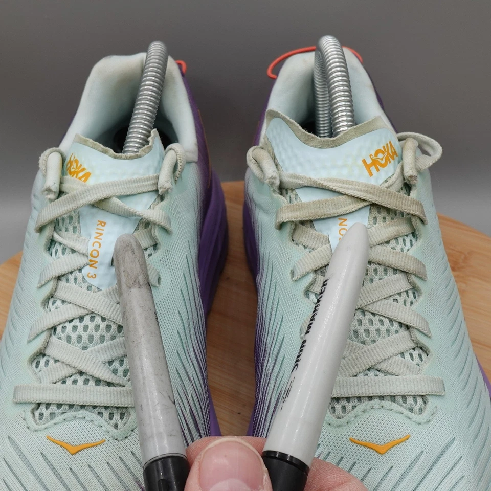 Zapatos Hoka para mujer 8.5B Rincon 3 azul púrpura naranja 1119396 defectos BGCV Foto 2 de 4