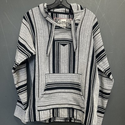 Miguel Geraldo White Gray Black Brown Mexican Baja Heavyweight Hooded Pullover M
