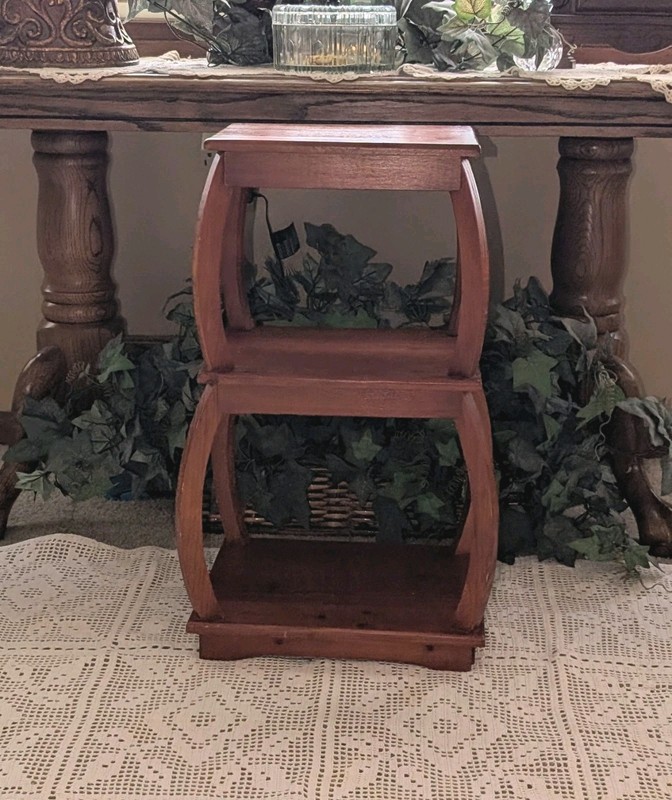 Vintage Unique Shelf Stand Wood 3 Tier Farmhouse Cottagecore Rustic Decor