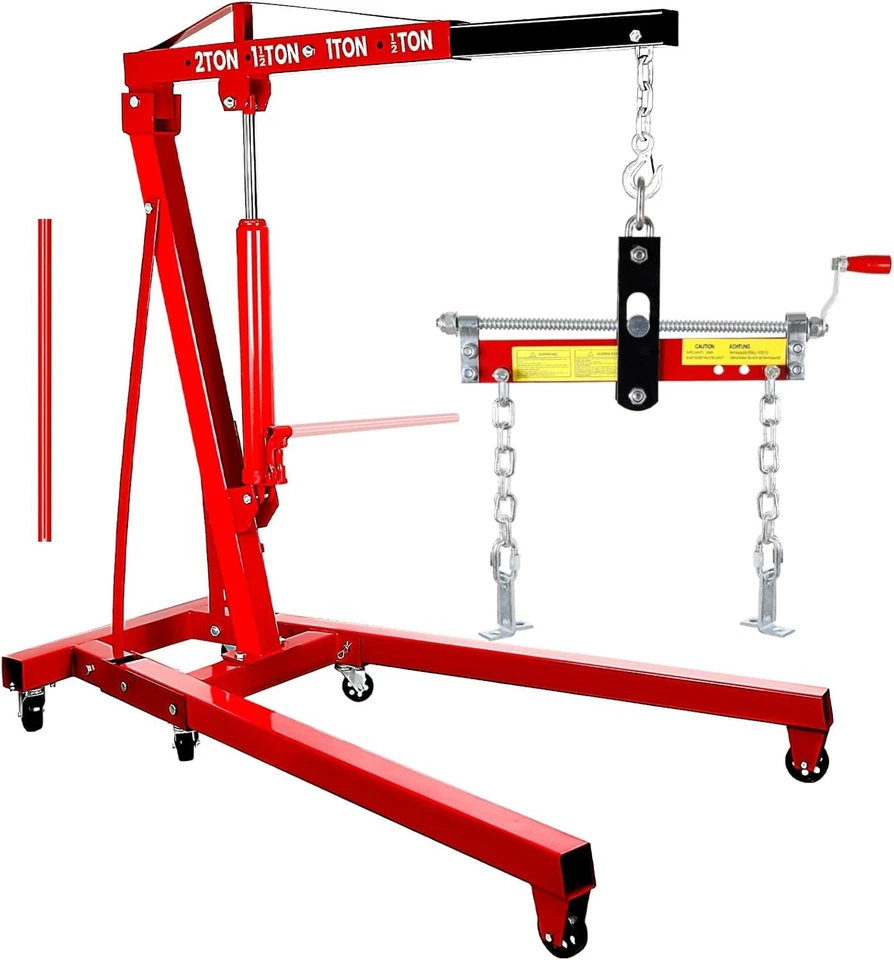 2 Ton Heavy Duty Folding Hydraulic Engine Hoist, Cherry Picker Shop Crane Lift Foto 4 de 4