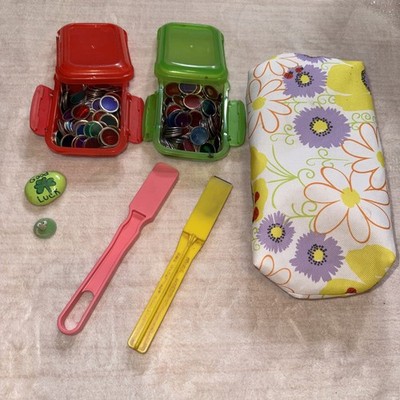 Magnetic Bingo Chips & Wands Lot w Carry Bag and Lucky Rock