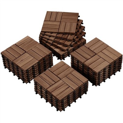 Pack of 27 Wood Interlocking Flooring Tiles Deck Tiles for Outdoor Indoor, Used