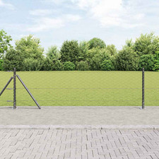 Outdoor Fence Post Set 11pcs Grey Steel 10 x 0.4m Modern Rectangular Posts Heavy