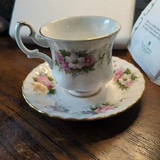 Royal Adderley Fine Bone China, Floral Demitasse Tea Cup/Saucer Vintage