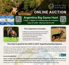 $12,000.00  5 Day/4 Night Argentina Big Game Hunting Trip For 4