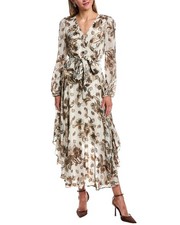 Vince Camuto womens V-Neck Maxi Dress, Size S, Brown MSRP $129